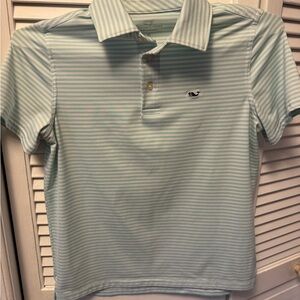 Vineyard Vines Aqua and White Striped Shirt